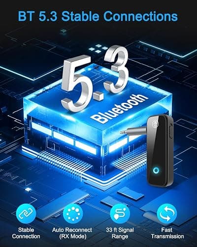 (Upgraded) Ankilo Aux Bluetooth 5.3 Adapter for Car, 2 in 1 Bluetooth Receiver Transmitter for Car with Display Screen, Suitable for Cars, Speakers, Stereo Systems and Headphones thumbnail 2