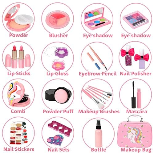 Kids Makeup Kit for Girl, Washable Make Up Set Girl Toys, Real Girls Makeup Kit, Princess Children Toddler Make Up Set with Cosmetic Case Christmas Birthday Gift for Girls Age 4 5 6 7 8 Year Old thumbnail 3