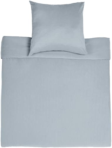 Amazon Basics Set copripiumino Singolo in microfibra, 2 pezzi, copripiumino da 135 x 200 cm e 1 federa da 80 x 80 cm, Grigio Scuro, a righe thumbnail 2