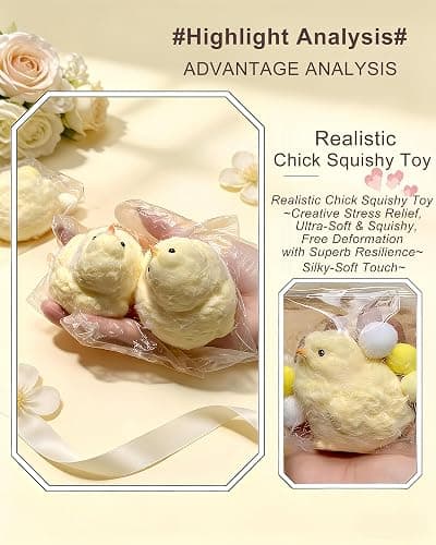 Handmade Chicken Squishy Toys, Ultra Soft squishies Fidget Toys for Adults, Teens, Silicone Squeeze ball for Office,School, Break room, Cute Sensory Squeeze Toys for Anxiety Relief, Focus & Calm(2pcs) thumbnail 5