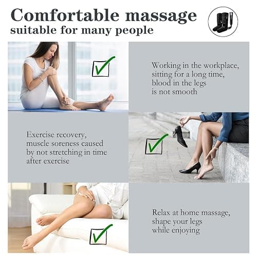 Gifts for Dad Mom Men Women Christmas Mothers Day, Fathers Day, Air Compression Massager with Heat for Foot, Leg, Calf, Thigh, Knee, Helpful for Vericose Veins, Muscle Fatigue, Cramps, Swelling, Edema thumbnail 9
