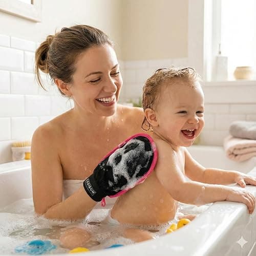 Legibom Korean Exfoliating Mitt & Body Scrub Glove – Deep Dead Skin Remover for Keratosis Pilaris & Self-Tan Removal – Smooth Skin Exfoliator for Shower, Women & Men 100% Viscose thumbnail 6