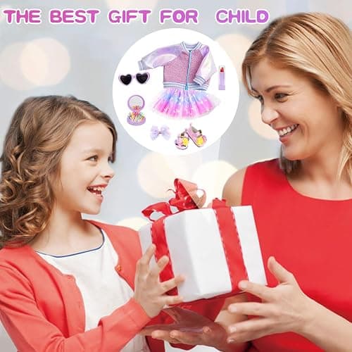 American 18 Inch Doll Makeup Accessories and Clothes Set Includes 18 Inch Doll Clothes and Shoes Bag Makeup Brush Set Foldable Haircomb Eyeshadow Lipstick Bow Hair Clip Sunglasses Hair Rope（No Dolls） thumbnail 7