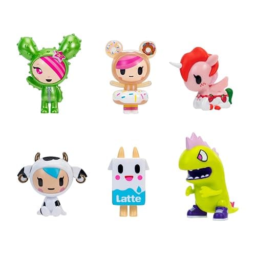 Jazwares Tokidoki 2” 6 Figure Pack - Donutella, Sandy, Kaiju Tokimon, Latte, Mozzarella, & Ruby - Ages 5+ - Officially Licensed Tokidoki Product from - Image 1