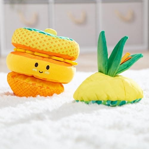 Melissa & Doug Multi-Sensory Pineapple Soft Stacker Infant Toy - Stacking Toys For Babies, Pineapple Stacking Toy For Infants thumbnail 9