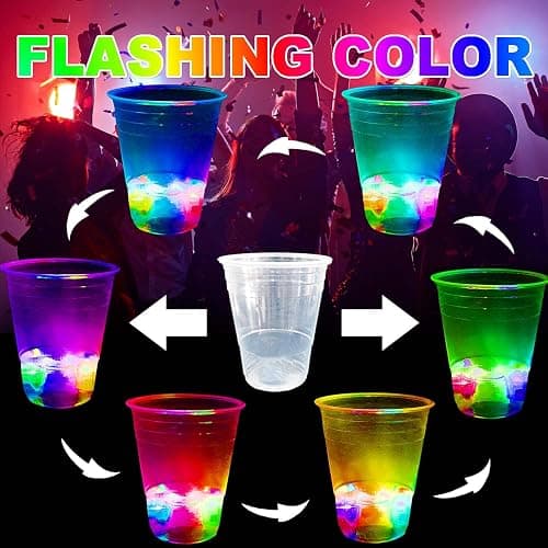 16oz Glowing Party Cups for Indoor Outdoor Party Event Fun, Pack with Flashing color Bright Glow-In-The-Dark Colors for House Parties Birthdays Concerts Weddings BBQ Beach DJ Holidays thumbnail 4