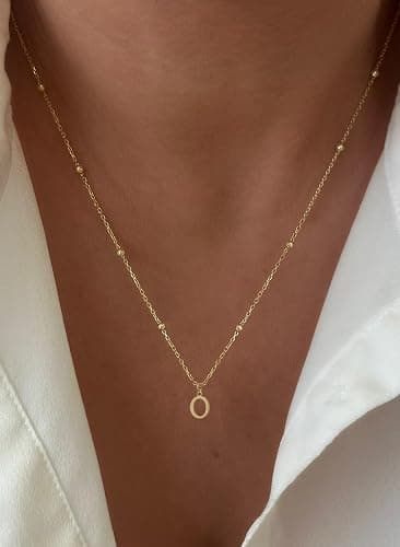MDIEEL Stocking Stuffers Initial Necklaces for Women Dainty 14k Gold Plated A-Z Letter Pendant Name Necklaces Cute Charm Choker Fashion Accessories Non Tarnish Trendy Jewelry Christmas Gift thumbnail 3