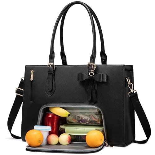 LOVEVOOK Lunch Tote Bag for Women, Laptop Bag for Work with Insulated Lunch Compartment 15.6 Inch 2 in 1 Lunch Tote Large Capacity Computer Handbag for Work, Teacher, Nurse, Office, Collage, Casual - Image 1