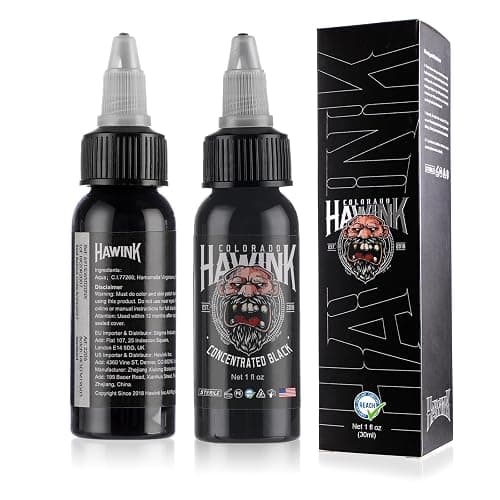 HAWINK Black Tattoo Ink 1 oz (30ml) Vegan-Friendly USA Standard Pigment Tattoo Supplies Concentrated Black TI203-30-002 thumbnail 2
