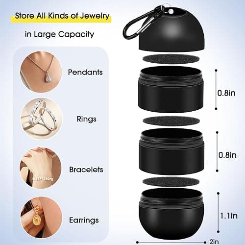 OAOLEER Travel Ring & Jewelry Keychain Holder - 3 Layers, Small Necklace & Bracelet Holder for Gym Sports Bag (Black 3 Layer) - Black - 3 Tier thumbnail 2