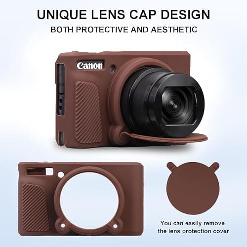 Supmay Gehäuse für PowerShot SX740 HS, SX730 HS Kamera, weiche Silikon Schutztasche abnehmbare Linse Abdeckung, Silikon Abdeckung Gummi weiche Kamera Gehäuse, Braun thumbnail 3
