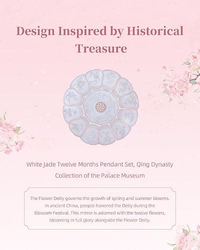 Imperblooms Twelve Flower Goddesses Compact Mirror, Mini Makeup Mirror with Small 2X Magnifying, Portable Double Sided Pocket Mirror for Purse, Pink Gifts for Women Girls thumbnail 3