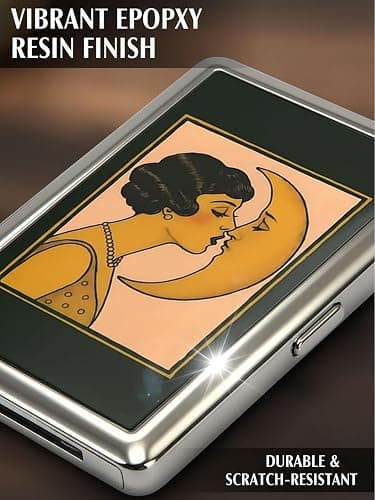WORYEAR Vintage-Style Versatile Card & Cash Case, Blocking Metal Ultra SlimID Wallet, Easy Snap Closure, Art Deco Design(A) thumbnail 4