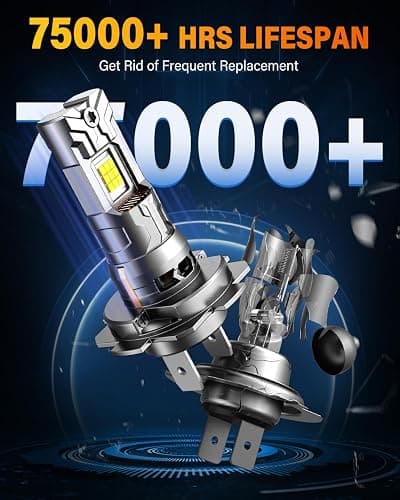 FAHREN New-Gen & Modern H7 Light Bulbs, 12X 75000 Lumens Ultra Bright, 6500K H7LL Fog Lights 1:1 Mini Size, No extra Adapter Required with Cooling Fan, Direct Install, Tire Lights Pack of 2 thumbnail 8