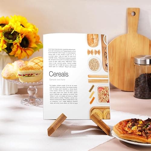 Sunnychicc Cookbook Stand for Kitchen, Recipe Book Holder for Kitchen Counter, Wooden Cookbook Holder, Rustic Cook Book Stand thumbnail 2