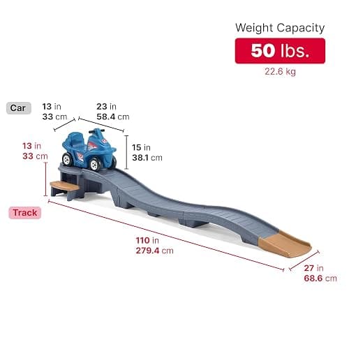 Step2 Up & Down Roller Coaster Kids Ride On Toy, Push Car, Indoor/Outdoor Playset, Made of Durable Plastic, Max Weight 50 lbs., for Toddlers 2-5 Years Old, Gray & Blue thumbnail 3