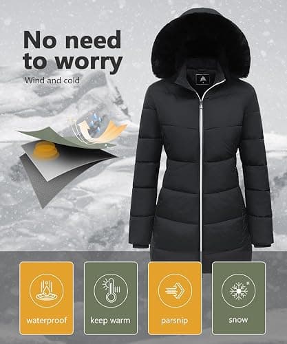 MOERDENG Women's Winter Windproof Warm Down Coats Waterproof Thicken Hooded fashions Puffer Jacket thumbnail 4
