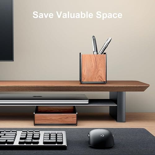 UPERGO Walnut Desk Tray with Pen Holder Set, Natural Wooden Desk Drawer Organizer Office, Organizer Tray for Keys, Pen, Watch thumbnail 5