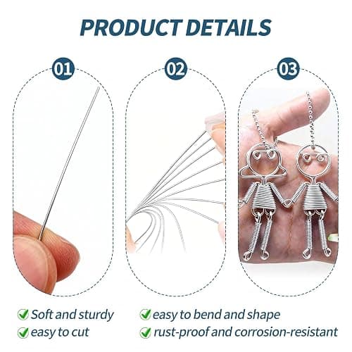 18 Gauge Aluminum Craft Wire,98 Ft Silver Metal Wire for Jewelry Making and DIY Projects，Bendable Metal Wire for Arts, Crafts, and Christmas Ornaments thumbnail 3