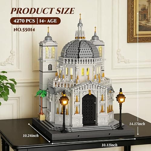 Reobrix Venice Church Building Block Sets for Adults with Lights 55014, Landmark Architecture Venice Santa Maria Della Salute Church Model, Collectible Italy Landmark Building Toy for Adullt (4270PCS) thumbnail 3