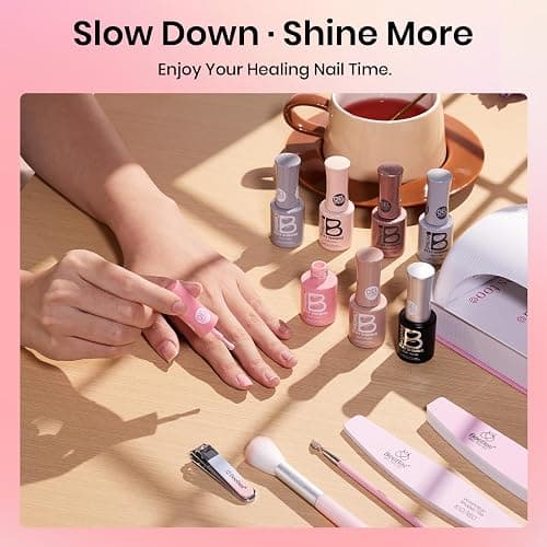 Beetles Stay Shining 23 Pcs Gel Nail Polish Kit with UV Light,, 12 Color Nail Manicure Studio Kit Cozy Elegance and Base Gel Glossy &Matte Top Coat Cuticle Oil & Nails Tools, DIY Salon-Quality at Home thumbnail 5