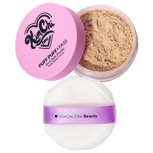 Kimchi Chic Beauty Puff Puff Pass Set and Bake Setting Powder for Makeup, Extra Fluffy Loose Face Powder Poof, Soft Natural Face Makeup for Uneven Skin Tone, 04 Peachy thumbnail 7