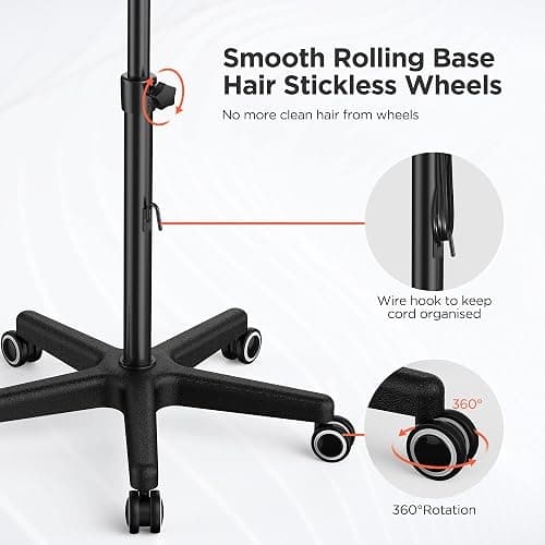 TASALON Wheeled Salon Rolling Tray Cart with 2 Magnetic Bowls | Chemical-resistant instrument tray with stickless wheels for hairdressing and tattoo work thumbnail 6