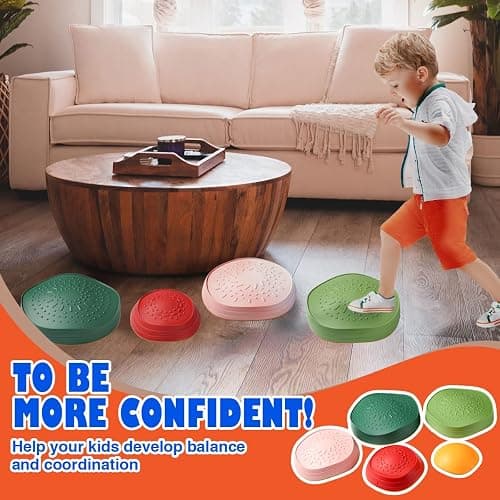 makarci Balance Stepping Stones for Kids, Non-Slip Toddlers Sensory Toys Outdoor or Indoor Play, Promoting Motor Skills and Confidence, Obstacle Course Coordination Toys for Children Age 3 4 5 6 7+ thumbnail 7