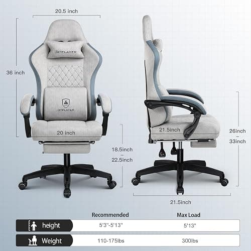 GTPLAYER Gaming Chair, Computer Office Chair with Pocket Spring Cushion, Linkage Armrests and Footrest, High Back Ergonomic Computer Chair with Lumbar Support Task Chair with Footrest thumbnail 2