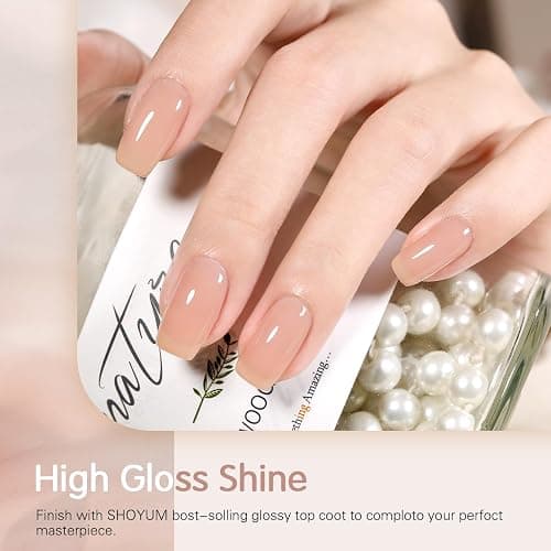 SHOYUM Nude Pink Gel Nail Polish Set- 6 Colors Sheer Milky White Jelly Gel Polish All Seasons Skin Tones Neutral Gel Polish Kit, Soak Off LED Gel Nail Kit Manicure DIY Home thumbnail 4