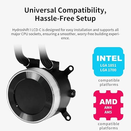 Lian Li Hydroshift II-C 360TL RGB Liquid CPU Cooler - 360mm AIO - 3X 120 RGB Fans - 2.1” IPS LCD Screen - 3 Control Mode - Flexible Tubes Clamp - LGA 1851/1700, AMD AM5/AM4 - White (HS2LCD36TW) thumbnail 8