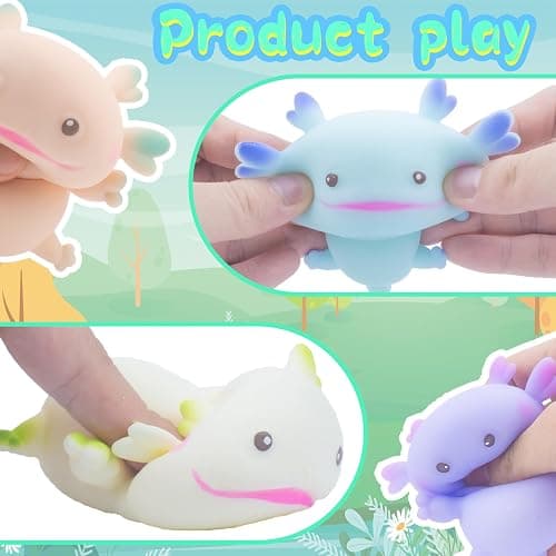 Axolotl Toy, Pull, Stretch and Squeeze Stress, Cute Fish Toy for Anxiety Relief, Birthday, Christmas, Office, Stocking Stuffer Gift, Toy Axolotl for Pulling (Set of 4) thumbnail 4