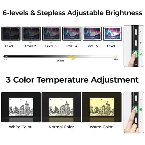 Zocelight Rechargeable A2 Light Pad 25.2" x 18.4",Magnetic Light Board for Diamond Painting,Physical Buttons,US Adapter,3 Colors,Stepless Dimming Light Box for Tracing, Light Table Sketching,Drawing thumbnail 4