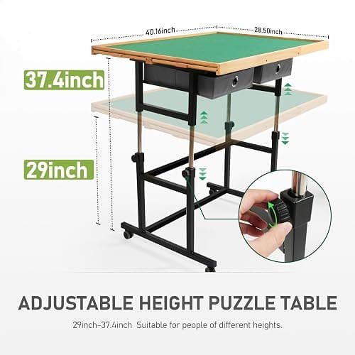 BuilderButler 2000 Pieces Puzzle Table with Wheels, with Drawers and Cover, 40.16"x28.5" Adjustable Height & 45° Tilting, Puzzle Board for Adults thumbnail 3