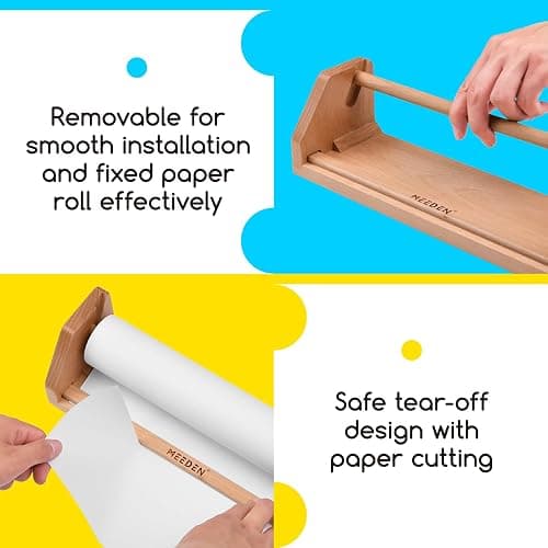 MEEDEN Paper Roll Dispenser with 3 Paper Rolls (12" x 75ft) - Beech Wood Kids Easel, Wooden Tabletop Easel for Kids Art Supplies, Toddler, Doodle, Drawing, Art, Craft thumbnail 4