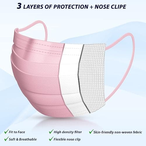 ANYGUARD Colored Disposable Face Mask, Pack of 50, Breathable 3-Ply Face Mask (Cotton Candy) thumbnail 5