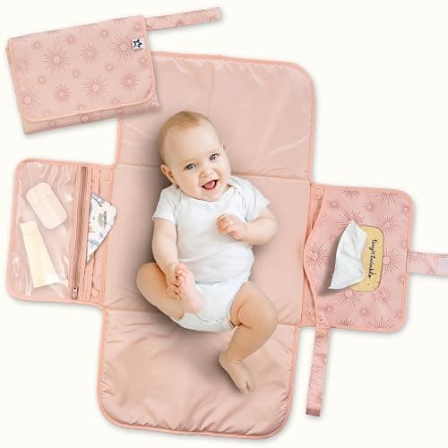 Tiny Twinkle Portable Diaper Changing Pad | Waterproof, Wipeable & Compact Baby Changing Pad for Travel | Smart Wipes Pocket & Organized Storage| Newborn Shower Gift (Shine) - Image 1