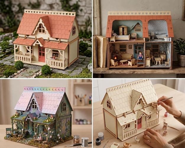 CUTEROOM 3D Puzzle House,Fantasy Villa Model Kit DIY Miniature Dollshouse | Pre-cut, glue-free assembly, Natural wood,Creative gift for adults thumbnail 7