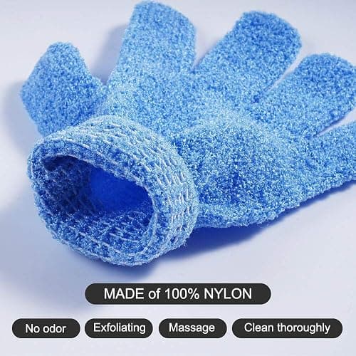 Gant de Douche Exfoliante Gant Corps a Gommage Gants de Bain LOT de 6 (Colore- 3 paires) thumbnail 5