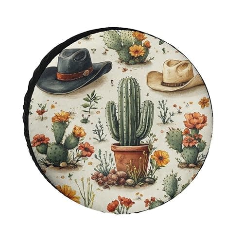 Cactus Garden Pattern Tire Covers Wheel Cover Protectors Waterproof Spare Tire Cover Universal Fit RV SUV Truck Trailer Accessories - Image 1