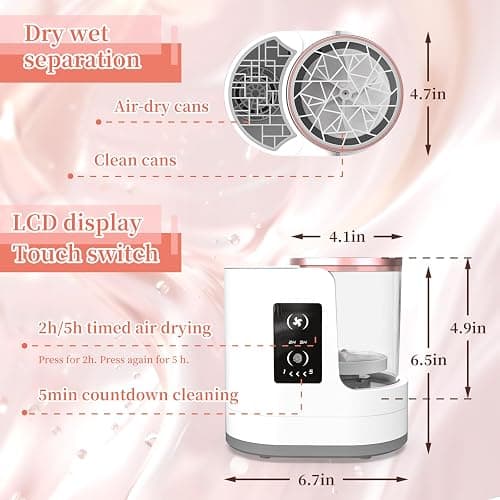 LARDERGO Makeup Brush Cleaner Machine, Ultimate Efficient Electric Automatic Cleaner and Dryer for All Types of Makeup Brushes thumbnail 3