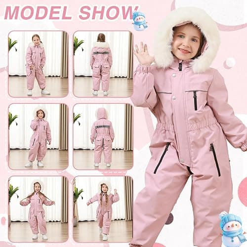 AiWMGL Toddler Snowsuit 2T 3T 4T 5T Baby Boy Girl Winter Snow Ski Suit Clothes Hooded Jumpsuit Romper Coat Outwear thumbnail 2