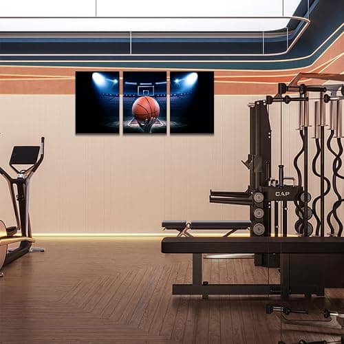KAWAHONE Canvas Wall Art Print Basketball Poster-Basketball on The Shadowy Court Sports Decor Art-Basketball Wall Decor-Basketball Canvas Wall Art Paintings for Basketball Boys Bedroom Decor Sports Poster Man Cave Decor - 3p-lanqiu - 12x16inx3pcs thumbnail 6