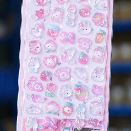 3D Cute Stickers 10 Sheets | 450+ Bulk Pack, Japanese Kawaii Puffy Sticker for Water Bottles Phone Cases Laptop, Bullet Journal, Gifts Prizes thumbnail 3