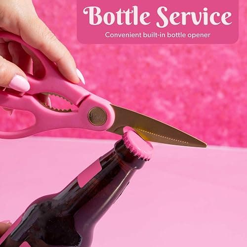 Paris Hilton All Purpose Kitchen Shears, Premium Stainless Steel Blades with Ergonomic Soft Grip Handles, 2-Piece Set, Pink thumbnail 4