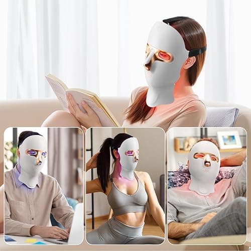 Red Light Therapy Mask for Face,Cordless LED Face Mask Light Therapy,USB C Rechargeable,Infrared Lights Masks for Home Working Travel Yoga Sleep thumbnail 8