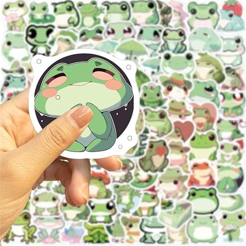 Funny Small Frog Sticker,100Pcs Cute Cartoon Animal Stickers for Kids Teens Student Teacher Reward School Party Classroom Decoration DIY Crafts Favor Supplies Vinyl Decar for Water Bottle Laptop(frog) thumbnail 3
