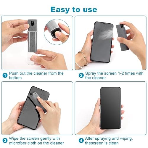 6 Pack Screen Cleaner 3-in-1 Touchscreen Mist Cleaner Spray and Microfiber Cloth Built-in Cleaning Solution Portable Reusable Fingerprint-Proof Spray Bottle for Phone Laptop iPad TV Monitor Car Screen thumbnail 7