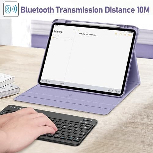 FINTIE Keyboard Case for iPad Air 13-inch (M3) 2025 / (M2) 2024 with Pencil Holder - Soft TPU Back Cover with Magnetically Detachable Bluetooth Keyboard, Lilac Purple thumbnail 9