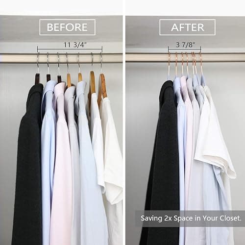 MIZGI Premium Velvet Hangers (50 Pack) Heavy Duty - Non Slip Felt Hangers - Velvet Suit Hanger Light Blue - Rose Gold Hooks,Space Saving Clothes Hanger thumbnail 6